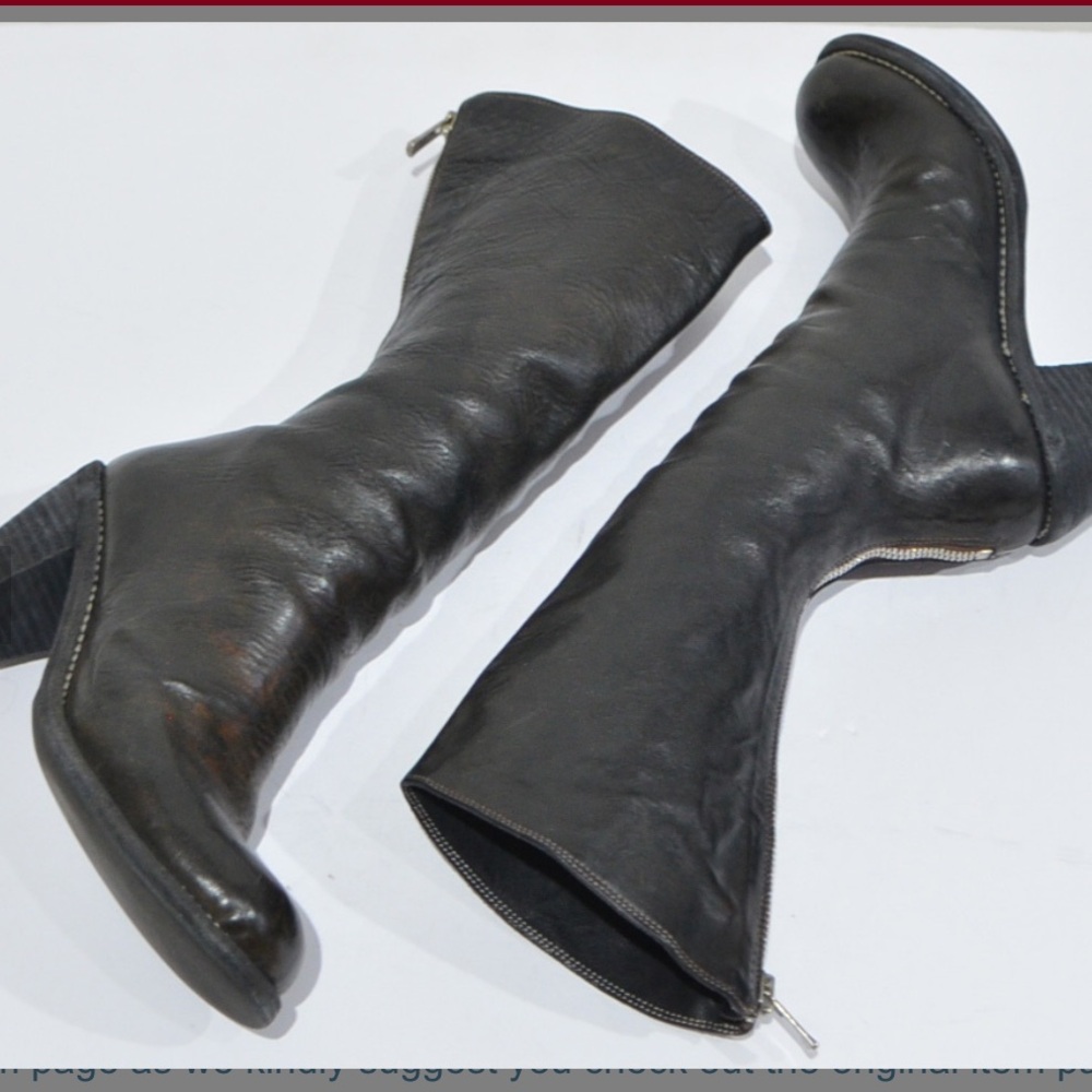 Black leather Guidi 1896 Heeled Boot 38.5